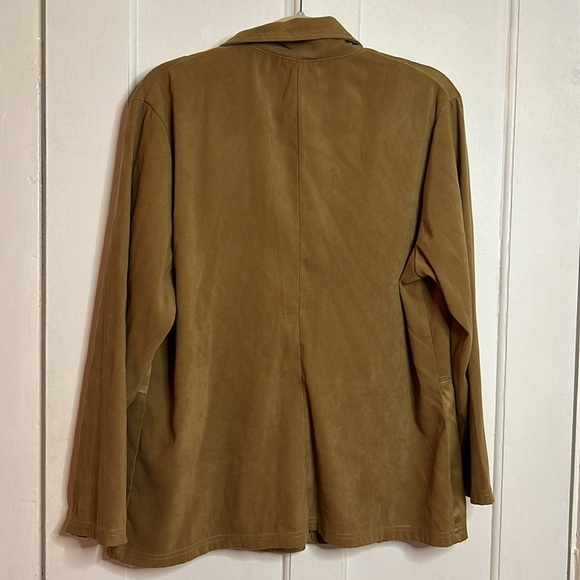 Caren Sport Patchwork Faux Suede Western Button Up Long Sleeve Shirt Top 1X - Picture 9 of 10